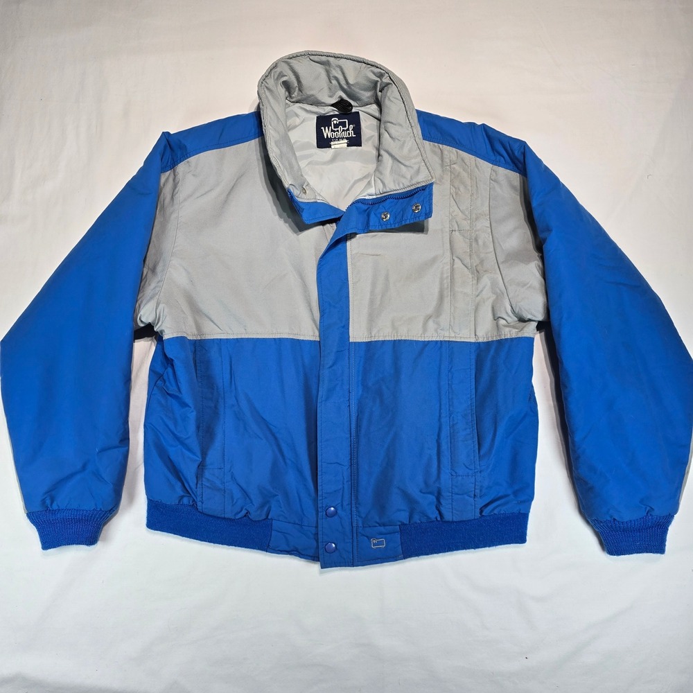 Vintage Woolrich Thinsulate Bomber Jacket XL Blue Grey Colorblock Made in USA